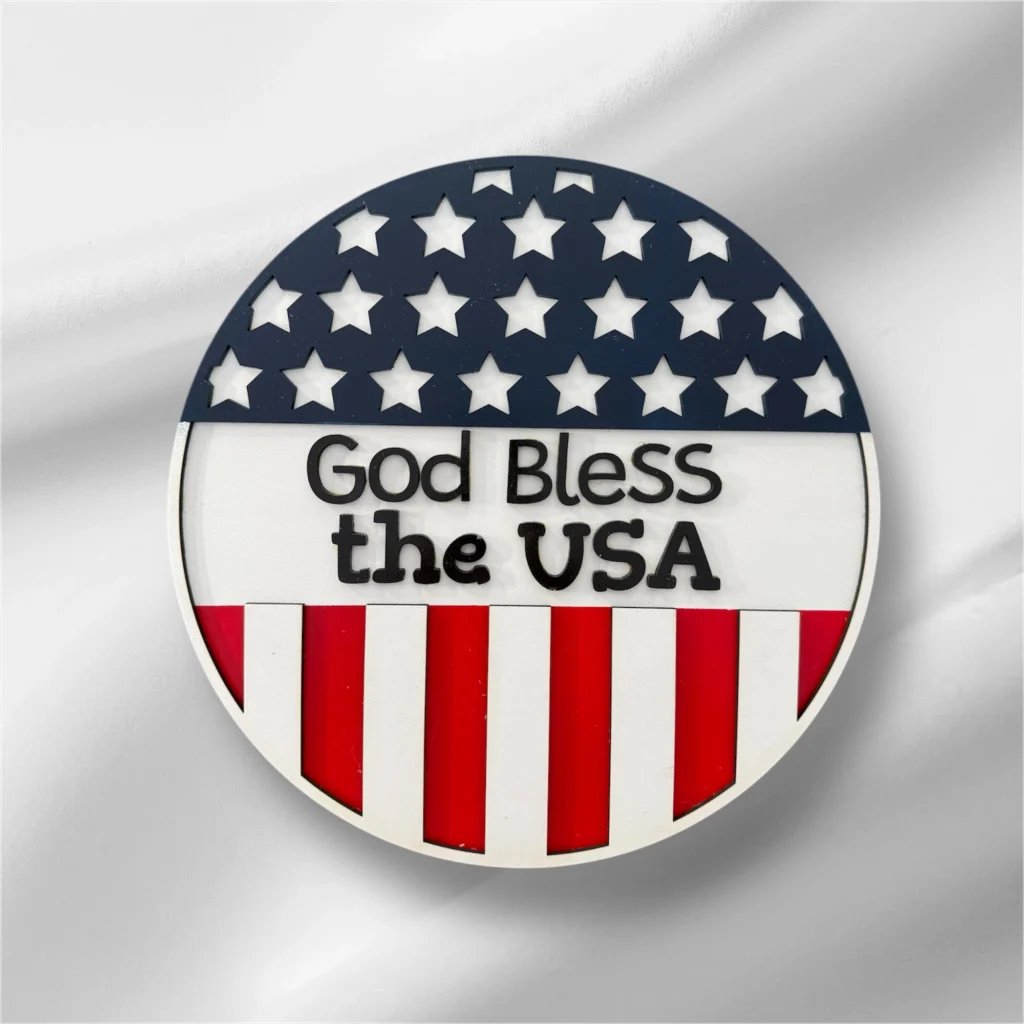 God bless the USA round sign